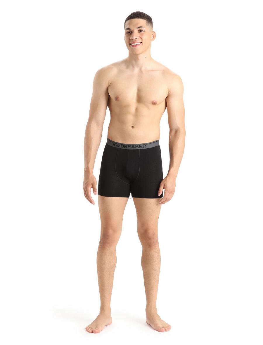 Black Men's Icebreaker Merino Anatomica Boxers Underwear | USA 1317NWYB